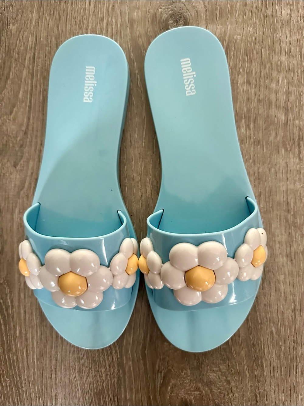 Melissa Light Blue Floral Jelly Slide Sandals